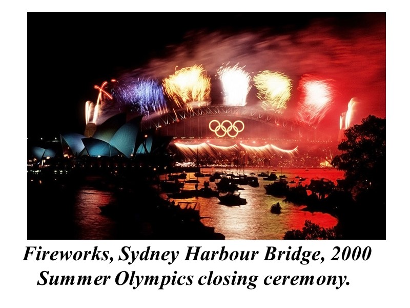 Fireworks, Sydney Harbour Bridge, 2000 Summer Olympics closing ceremony.